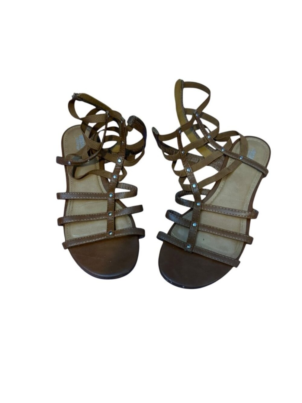 Mossimo Gladiator Sandals – Women’s Size 9.5 Brown Strappy Studded Flats